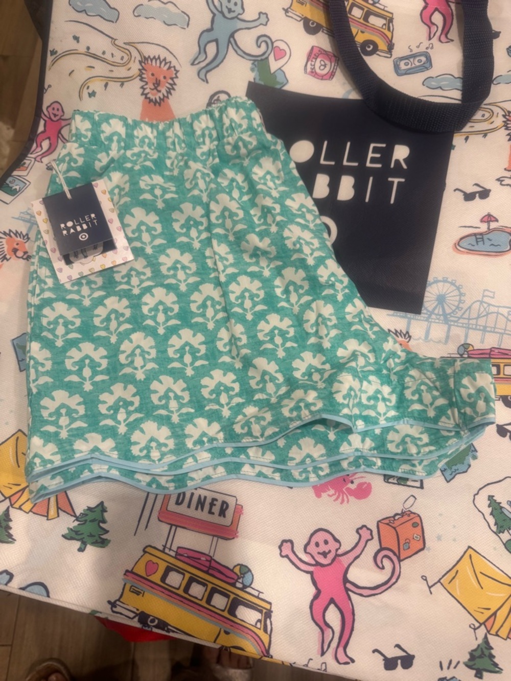 Roller Rabbit + Target Stamped Floral Poplin Boxer Shorts Size M AND Tote Bag